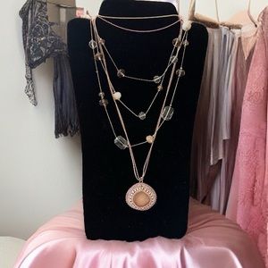 Pink pendant necklace and glass beaded necklace